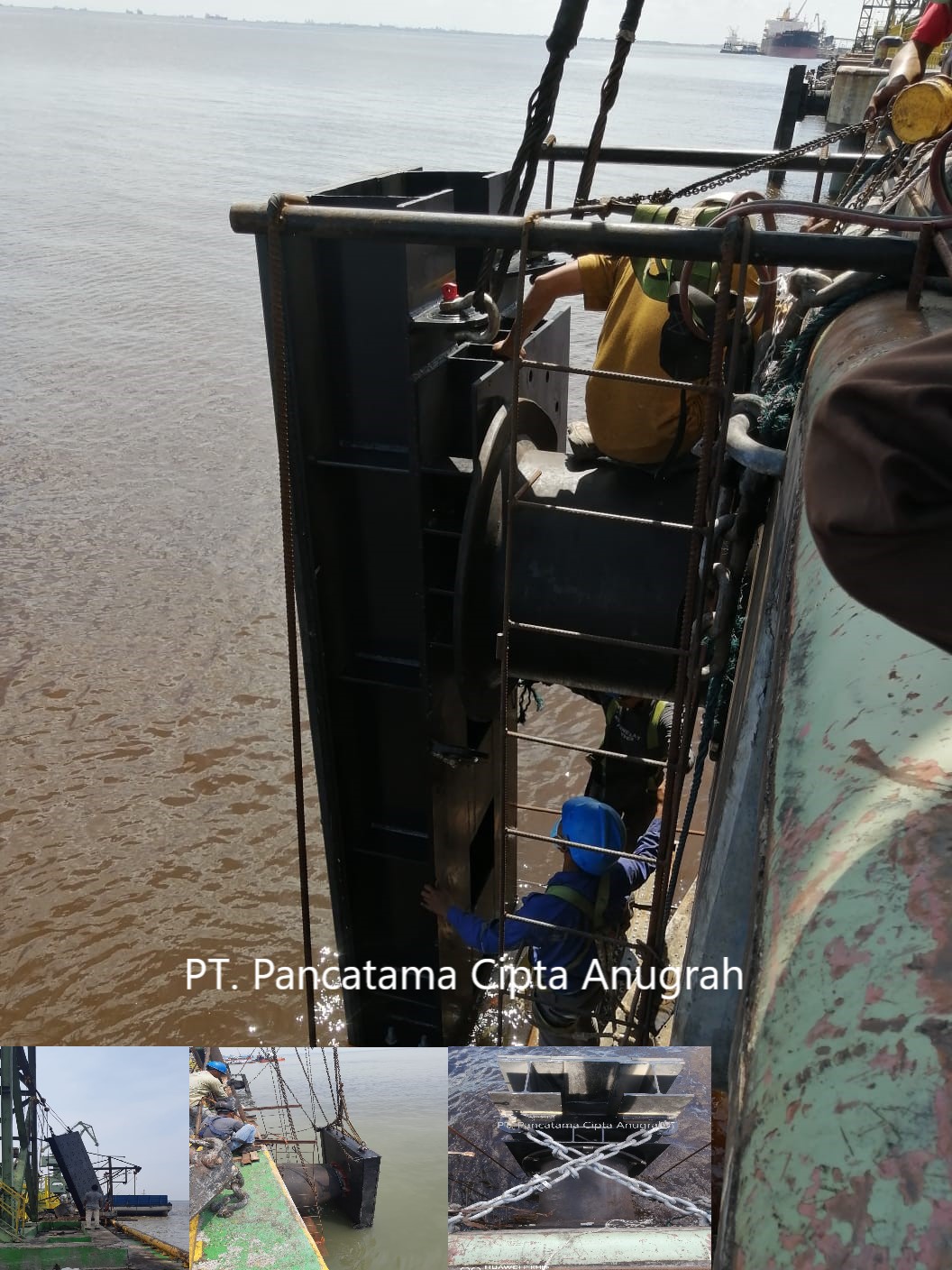 installasi rubber fender jetty.cone fender.pca
